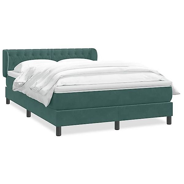 vidaXL Boxspringbett, Boxspringbett mit Matratze Dunkelgrün 140x210 cm Samt günstig online kaufen