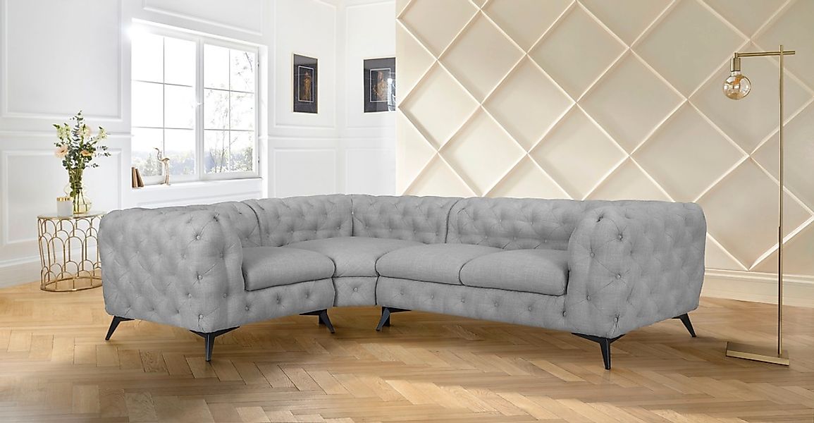 Leonique Chesterfield-Sofa "Ecksofa GLYNIS L-Form mit Wellenunterfederung, günstig online kaufen