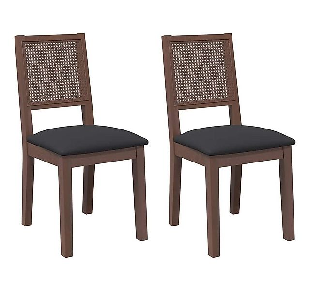 vidaXL Esszimmerstuhl Esszimmerstühle mit Kissen 2 Stk. Braun Massivholz Gu günstig online kaufen