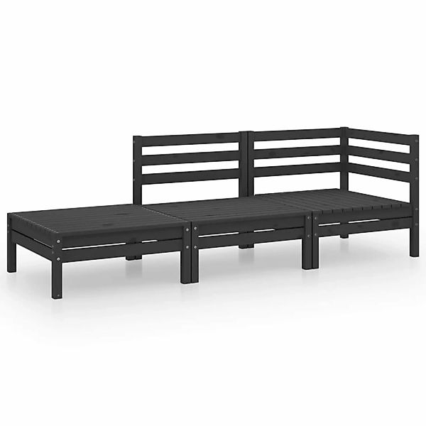 3-tlg. Garten-lounge-set Schwarz Massivholz Kiefer günstig online kaufen