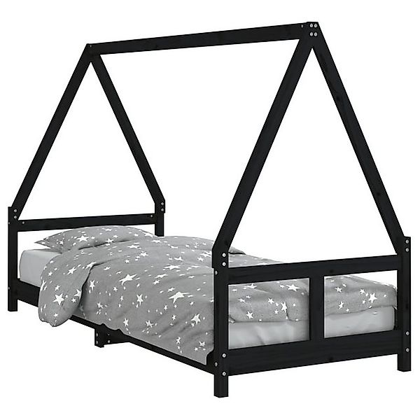vidaXL Kinderbett, Jugendbett Schwarz 80x200 cm Massivholz Kiefer günstig online kaufen