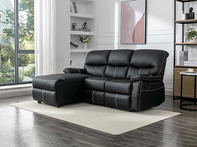 Eckrelaxsofa - Ecke links - Kunstleder - Schwarz - CANBY günstig online kaufen