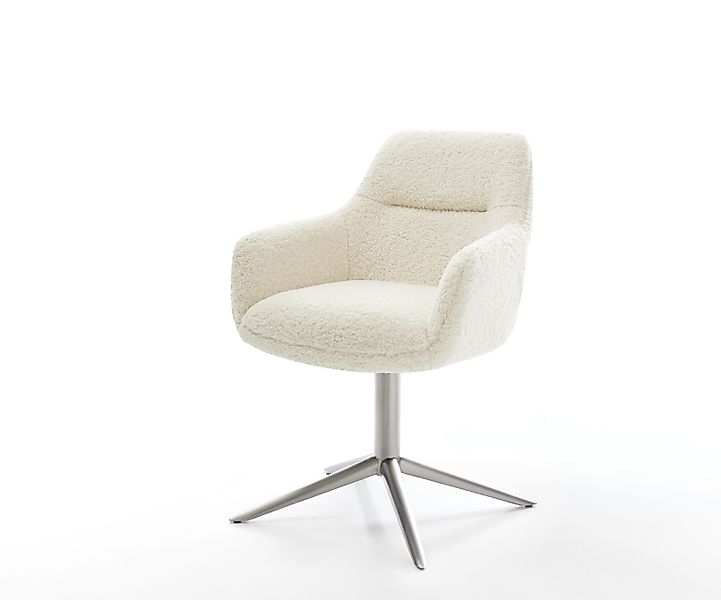Drehstuhl Pejo-Flex Teddystoff Beige Fußkreuz Edelstahl 360° drehbar Wippfu günstig online kaufen