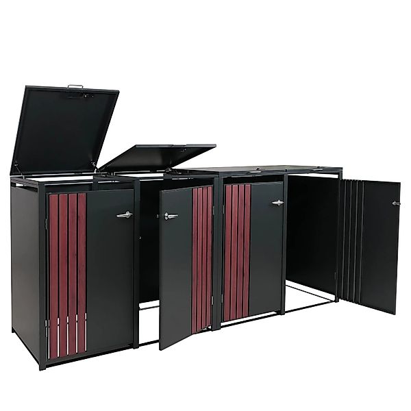Proregal 4er-Mülltonnenverkleidung Mit Deckel HxBxT 122x250x84 cm Anthrazit günstig online kaufen