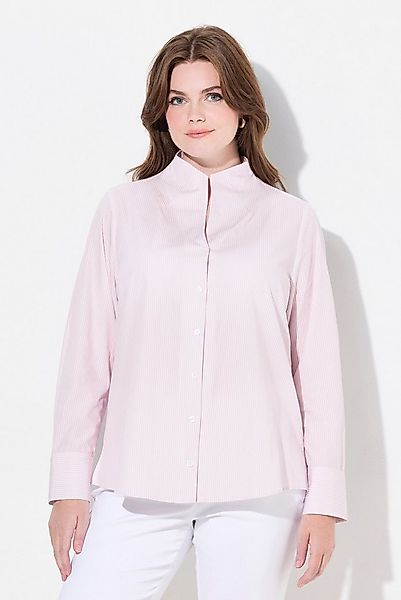 Ulla Popken Longbluse Bluse Streifen Kelchkragen Langarm günstig online kaufen