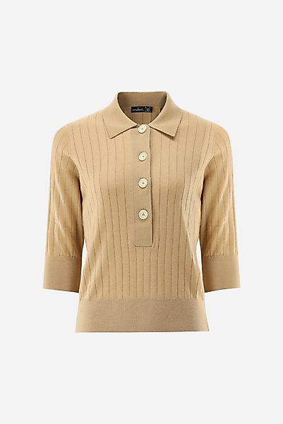 Poloshirt gestrickt mit Merino und Lamé günstig online kaufen