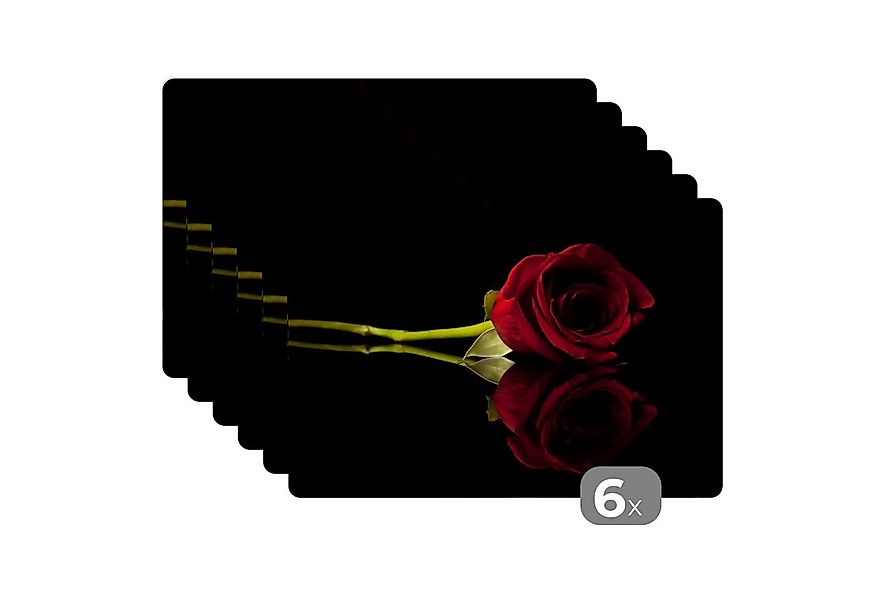 MuchoWow Platzset Rosen - Schwarz - Rot, (6-St), Platzsets, Tischset, Abwas günstig online kaufen