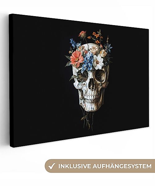 OneMillionCanvasses® Leinwandbild Blumen - Totenkopf - günstig online kaufen