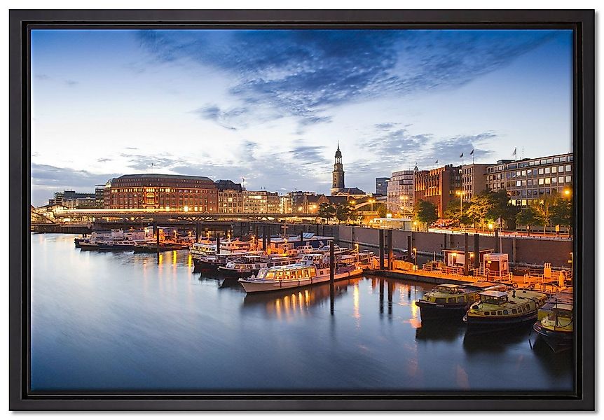 Pixxprint Leinwandbild Hamburger Hafen am Abend, Wanddekoration (1 St), Lei günstig online kaufen