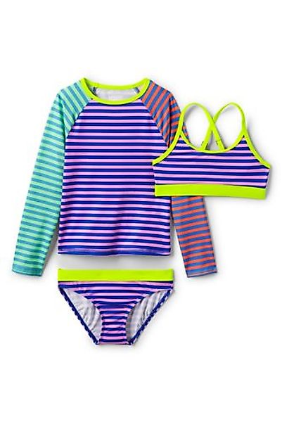 3-teiliges Set aus Badeshirt und Bikini, Größe: 140-146, Pink, Polyester-Mi günstig online kaufen
