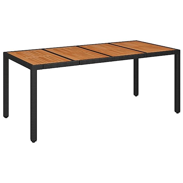 vidaXL Gartentisch mit Holzplatte Schwarz 190x90x75 cm Poly Rattan 319905 günstig online kaufen