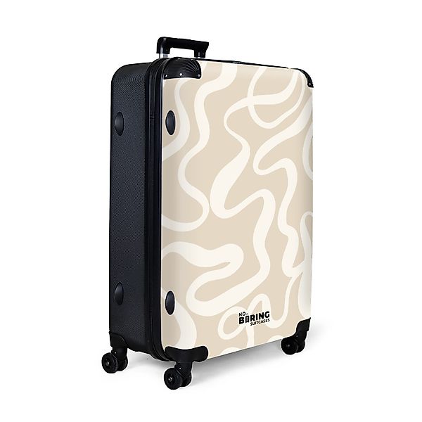 NoBoringSuitcases.com© Hartschalen-Trolley Beige mit weißen abstrakten günstig online kaufen