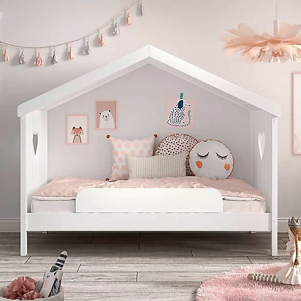 Hausbett mit Rollrost in Weiß optionale Bettschublade günstig online kaufen