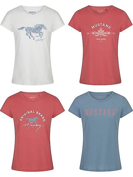 MUSTANG T-Shirt Damen Logo Printshirt Alexia C Logo Slim Fit (4-tlg) Basic günstig online kaufen