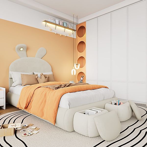 OKWISH Kinderbett Funktionsbett Stauraumbett Polsterbett (90x200 günstig online kaufen