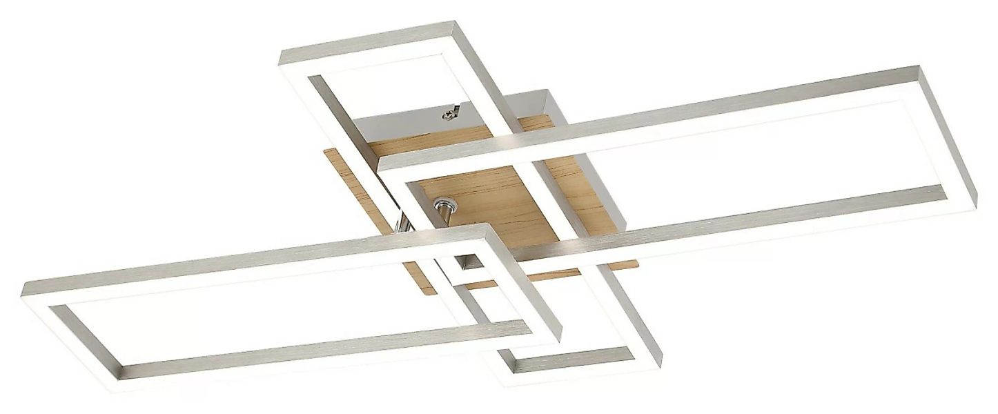 LED Deckenleuchte Holzfarben/Weiß 64,5x35 cm Ashton günstig online kaufen