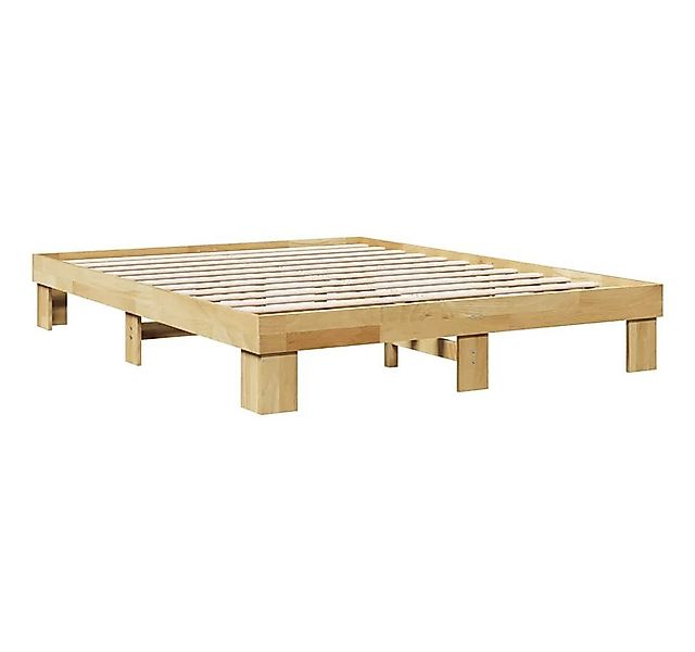vidaXL Bett Bettgestell ohne Matratze 135x190 cm Massivholz Eiche günstig online kaufen