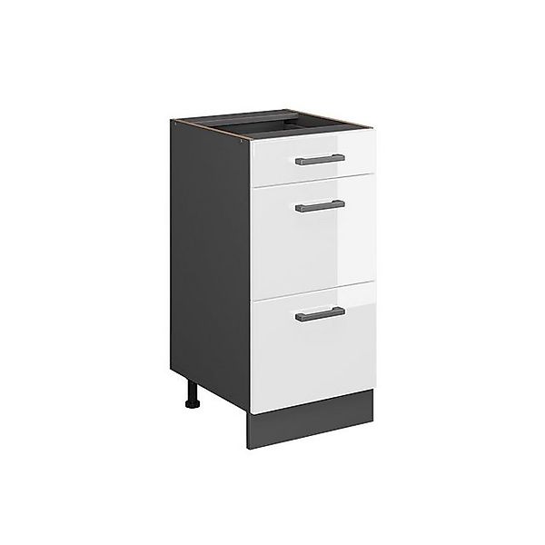 Vicco Küchenunterschrank R-Line Weiß Hochglanz/Anthrazit 40 cm mit Schublad günstig online kaufen