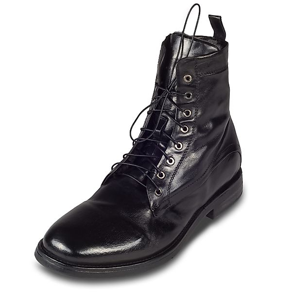 LEMARGO Leder Schnür-Boots schwarz stonewashed, Lammfell, günstig online kaufen