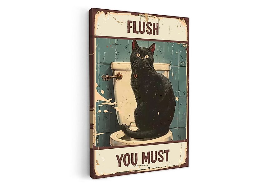 OneMillionCanvasses® Leinwandbild Katze - Vintage - Schwarz - Zitat - Flush günstig online kaufen
