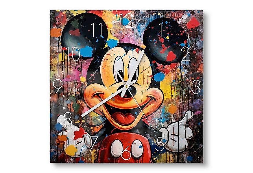 DEQOART Wanduhr 'Mickey im Farbenzauber' (Glas Glasuhr modern Wand Uhr Desi günstig online kaufen