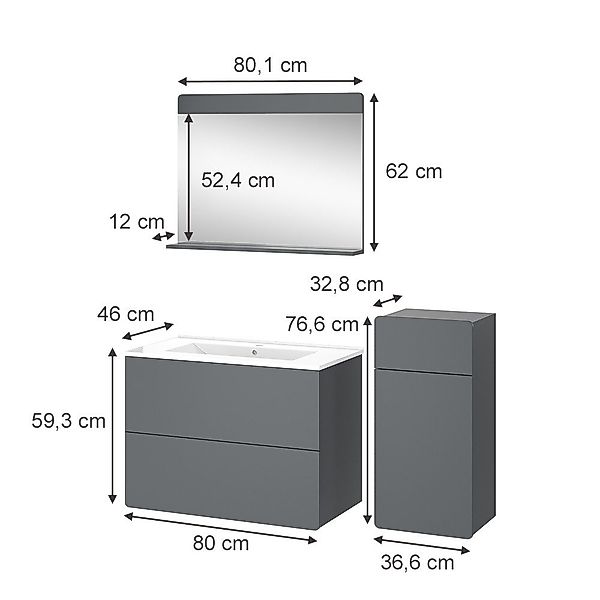 Vicco Badmöbel-Set Izan, 4 Teile mit günstig online kaufen