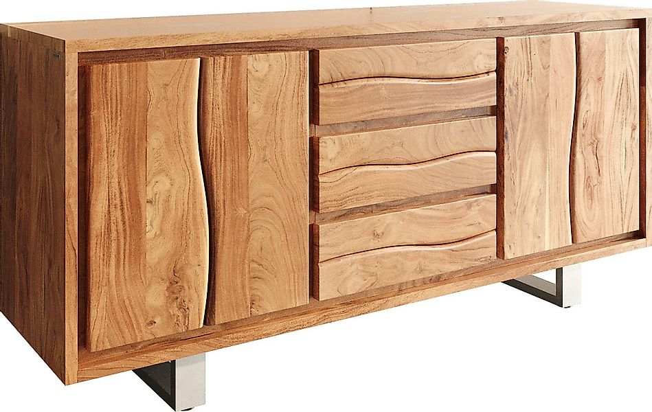 DELIFE Sideboard Live-Edge, 170 cm Akazie natur 3 Schübe 4 Türen Sideboard günstig online kaufen