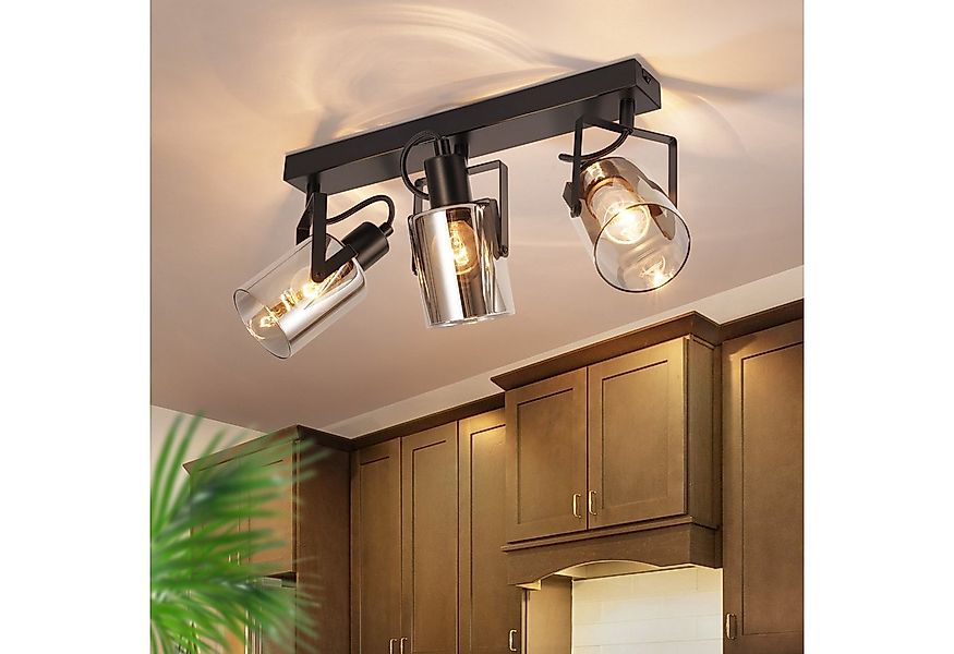 ZMH Deckenstrahler 2/3/4 Flammig Rauchgrau Glas E14 Deckenleuchte für Schla günstig online kaufen