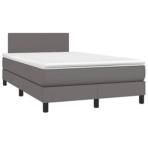 vidaXL Boxspringbett mit Matratze & LED Grau 120x190 cm Kunstleder 3270127 günstig online kaufen