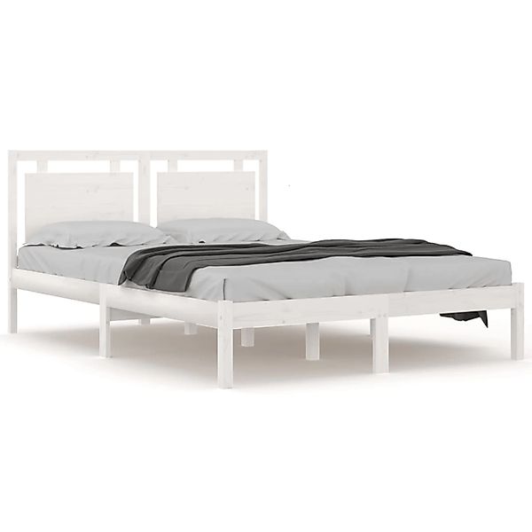 vidaXL Bettgestell, Massivholzbett Weiß 150x200 cm günstig online kaufen