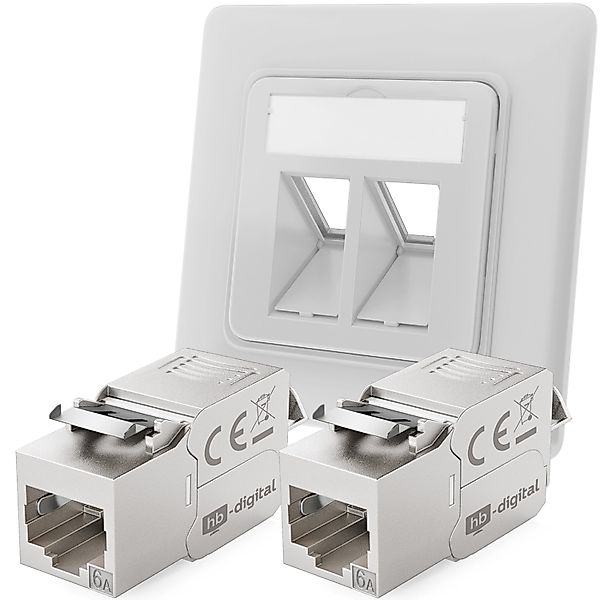 hb-digital Netzwerkdose Unterputz Einsatz 2 Port mit 2x Keystone Modul CAT günstig online kaufen