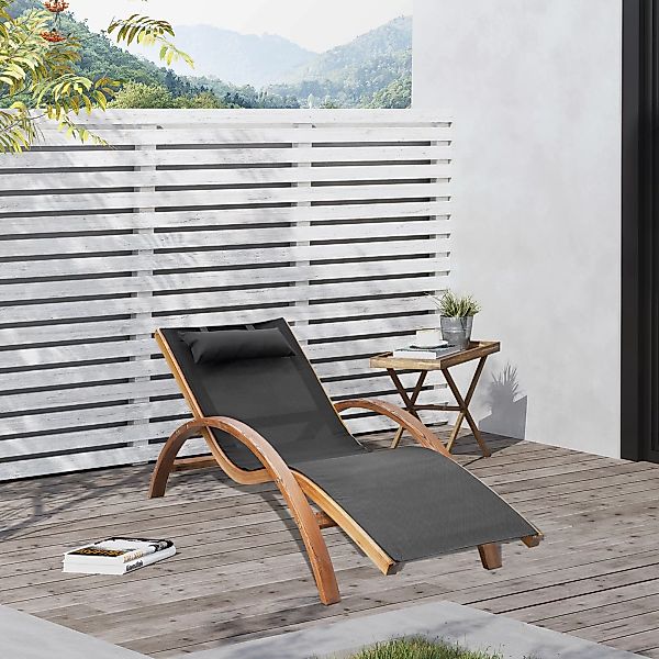 Outsunny Liegestuhl Sonnenliege Gartenliege Relaxliege mit Kopfkissen aus T günstig online kaufen