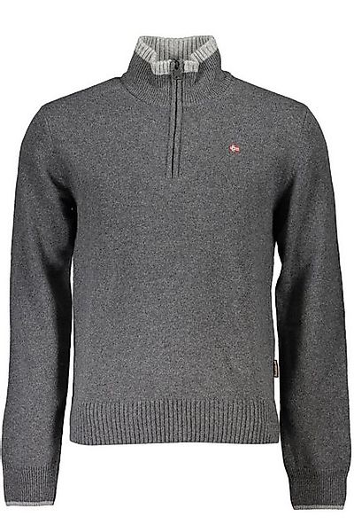 Napapijri Strickpullover Grauer Herren-Pullover: Regular Fit, halber Reißve günstig online kaufen