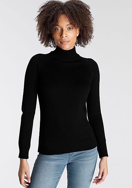 Arizona Strickpullover Rolli unifarbend mit grobem günstig online kaufen