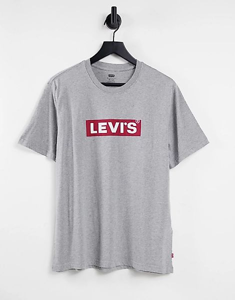 Levi's – T-Shirt in Grau mit rechteckigem Logo-Etikett günstig online kaufen
