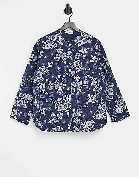 Mango – Gesteppte Jacke in Blau mit Blumenmuster günstig online kaufen