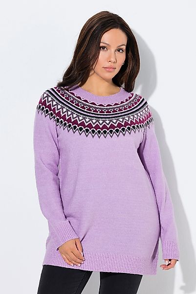 Ulla Popken Strickpullover Norweger-Pullover Rundhals Raglan-Langarm günstig online kaufen