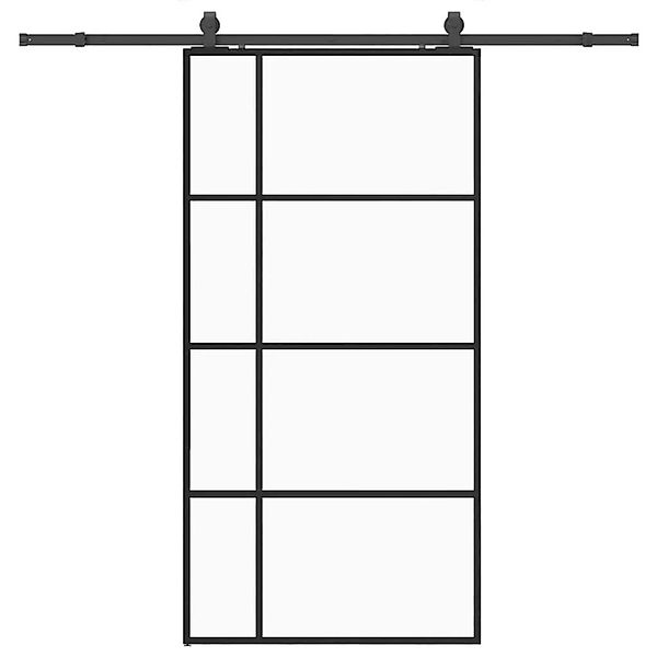 vidaXL Schiebetür mit Beschlag Schwarz 102,5x205 cm ESG-Glas 3375952 günstig online kaufen