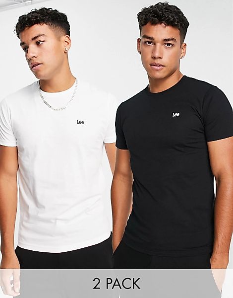 Lee – T-Shirts mit Rundhalsausschnitt im 2er-Pack-Mehrfarbig günstig online kaufen
