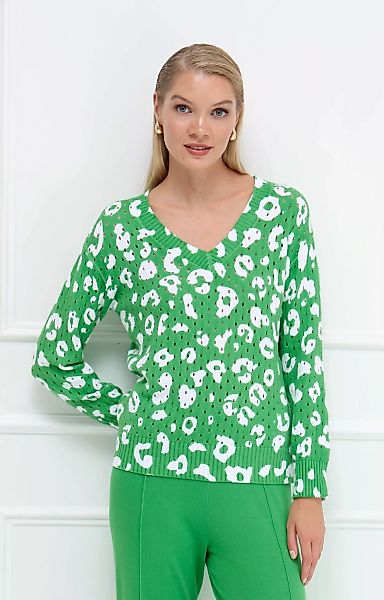 Passioni Strickpullover mit abstraktem Leopardenmuster günstig online kaufen