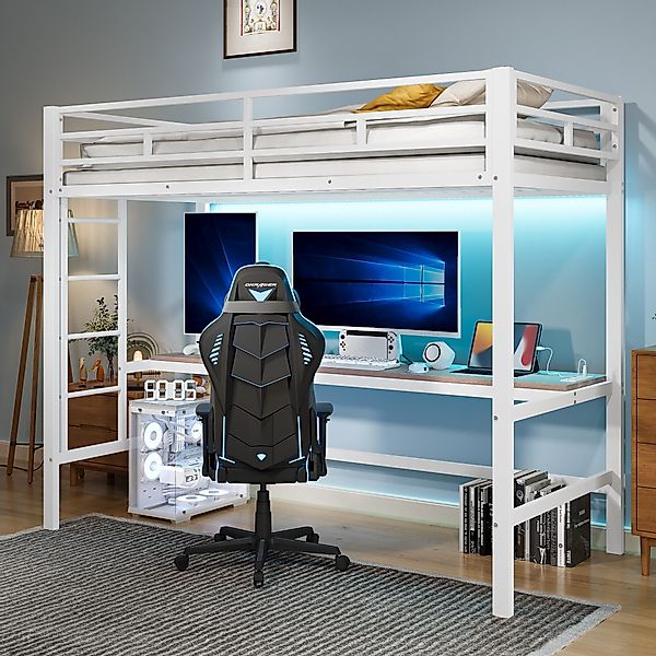 Flieks Hochbett Metallbett 90x200cm mit Leiter, günstig online kaufen