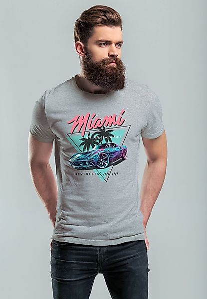 Neverless Print-Shirt Herren T-Shirt Bedruckt Miami Beach Surfing Motiv USA günstig online kaufen