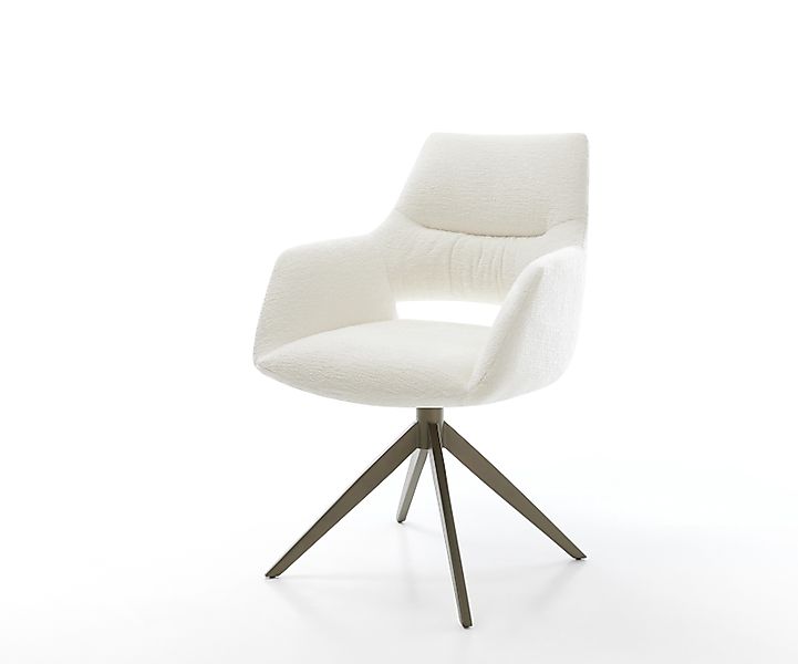 Drehstuhl Yago-Flex mit Armlehnen Bouclé Soft Beige Kreuzgestell breit Effe günstig online kaufen