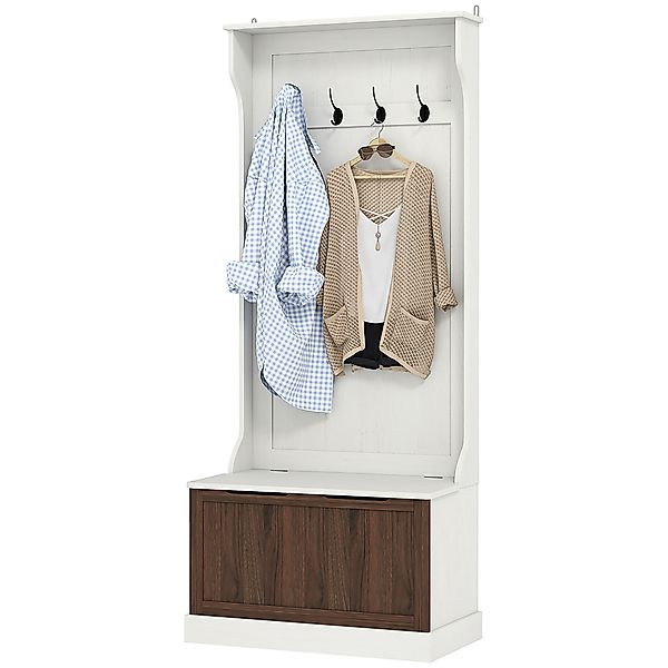 HOMCOM 3 in 1 Garderobenständer mit Schuhschrank, platzsparender Bodengarde günstig online kaufen