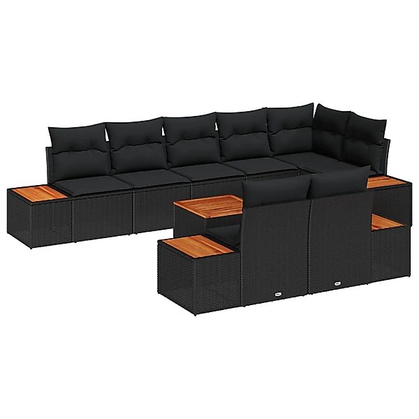 vidaXL Gartensofa-Set mit Kissen mit Speicher 8 Stk Schwarz Polyrattan 3356 günstig online kaufen