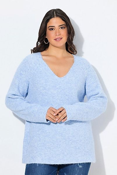 Ulla Popken Strickpullover Pullover Rippstrick V-Ausschnitt Langarm günstig online kaufen