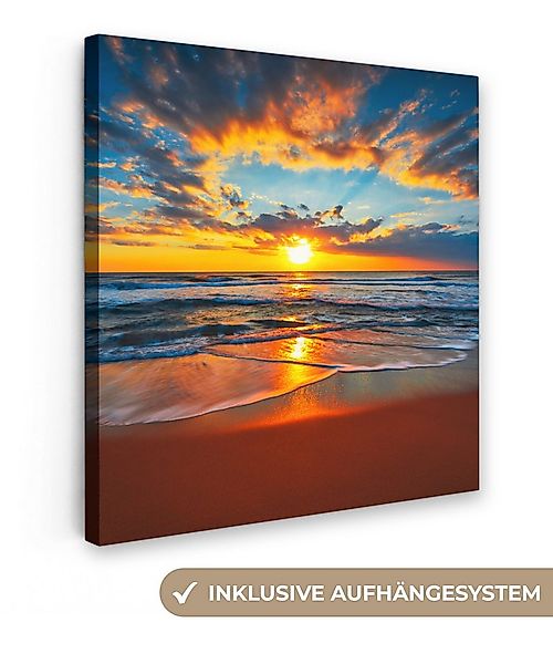 OneMillionCanvasses® Leinwandbild Meer - Sonnenuntergang - Strand - Wolken günstig online kaufen