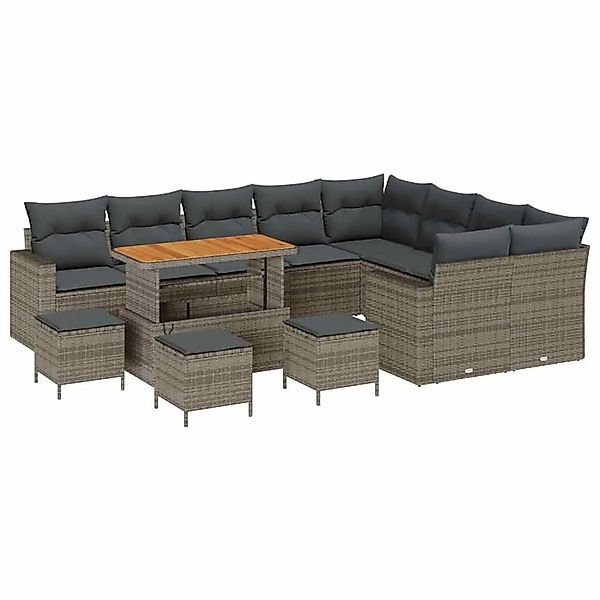 vidaXL Gartensofa-Set mit Kissen 14 Stk Grau Poly-Rattan 3363613 günstig online kaufen