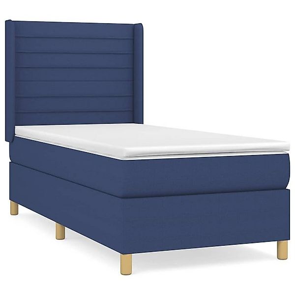 vidaXL Boxspringbett, Boxbett mit Matratze Blau 80x200 cm Stoff günstig online kaufen