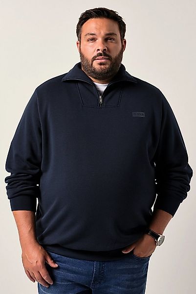 Men Plus Sweatshirt Men+ Troyer Sweat Brustprint Zippkragen bis 8 XL günstig online kaufen